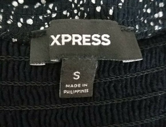 EXPRESS Maxi Skirt Size Small Black & White Faux Tie at Waist Flowy Boho Y2K - Picture 2 of 9